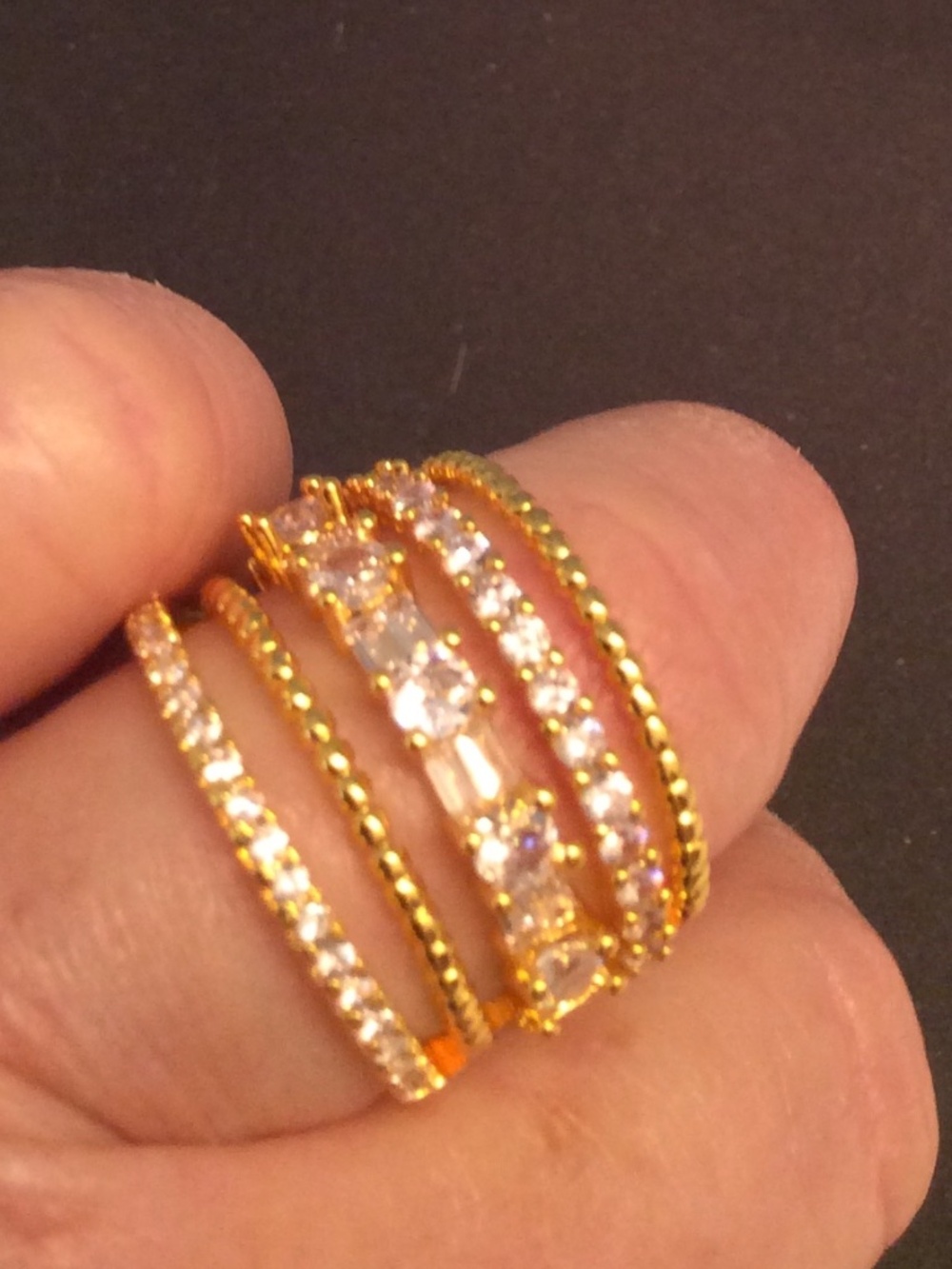 SPARKLING STACKED BANDS STYLE RING…18k Clad, size 8